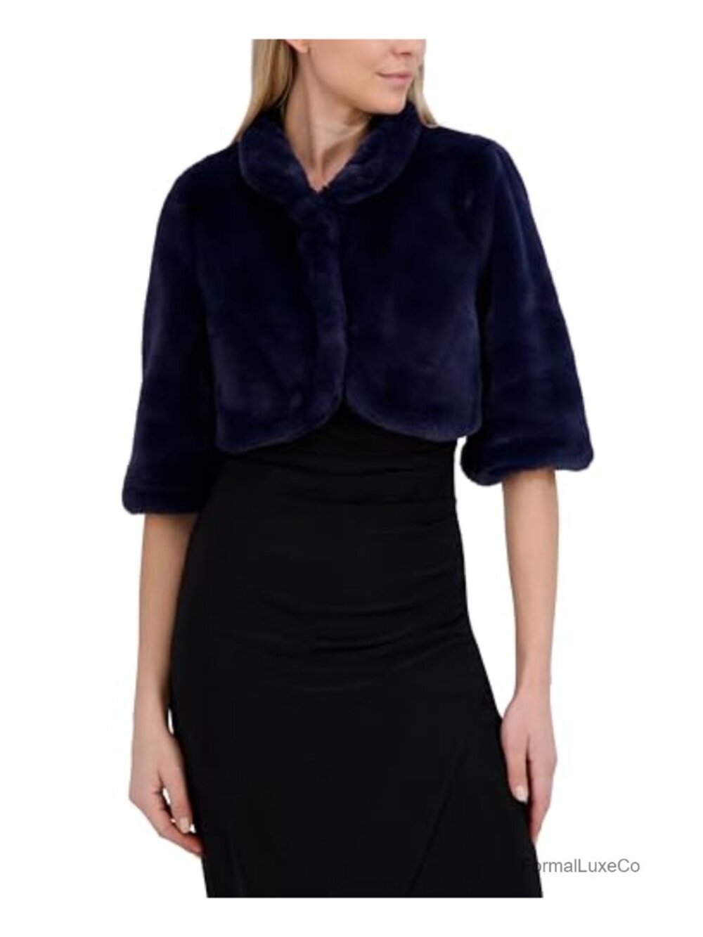 Faux Fur Shrug Cropped Evening Wrap Soft Plush Wedding Cover-up